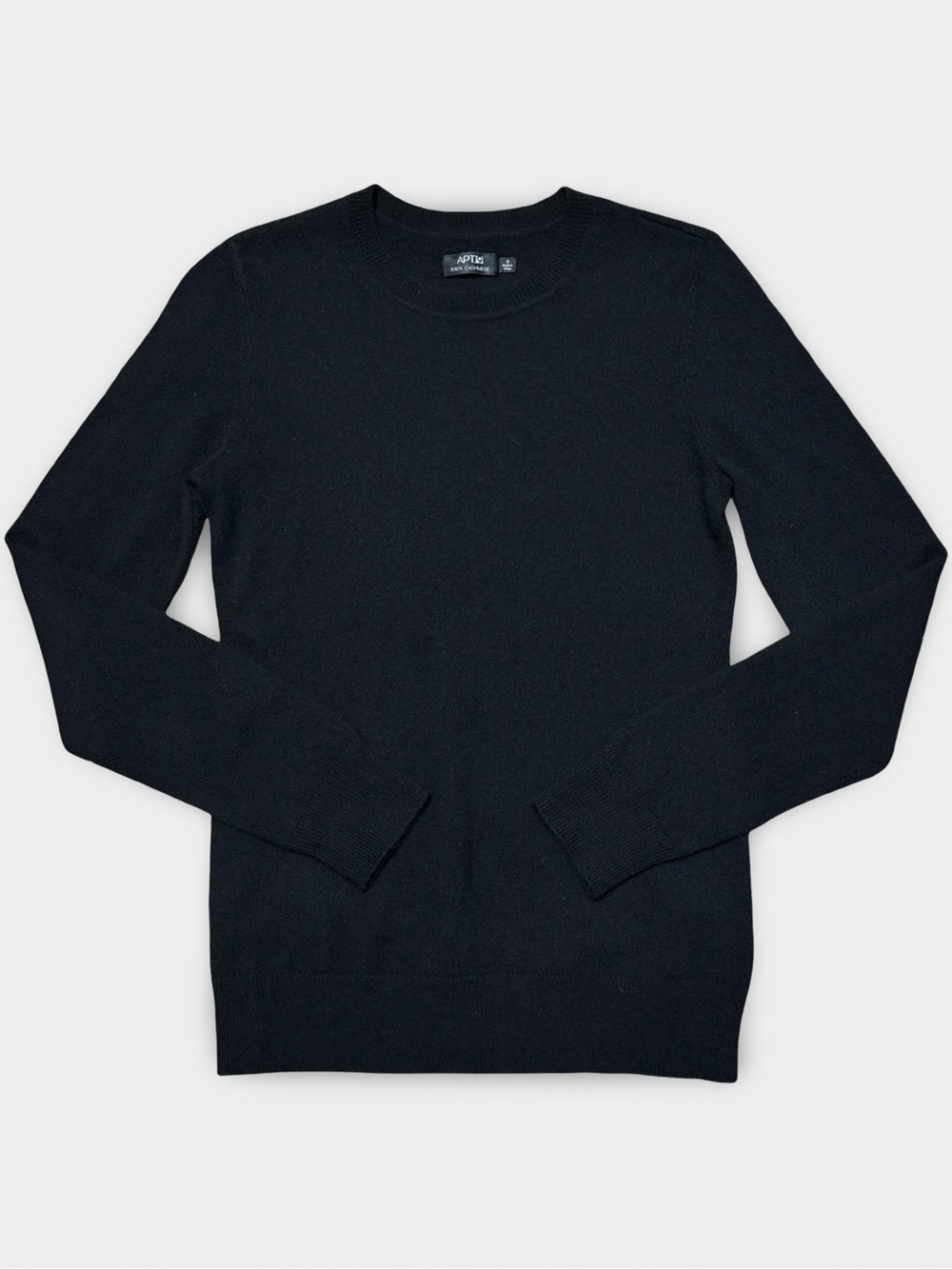 Apt 9 Kohls Black Soft 100% Cashmere Knit Pullover Sweater Shirt Blouse Top S